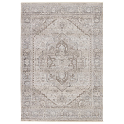 Venn Medallion Taupe/ Silver Runner Rug (3'X8')