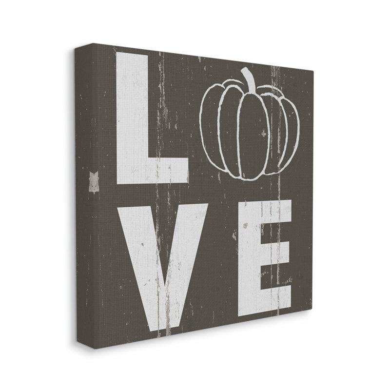 «Bold Love Text Distress Pumpkin Symbole» par Jessica Mundo - impression d'art textuel, Toile tendue