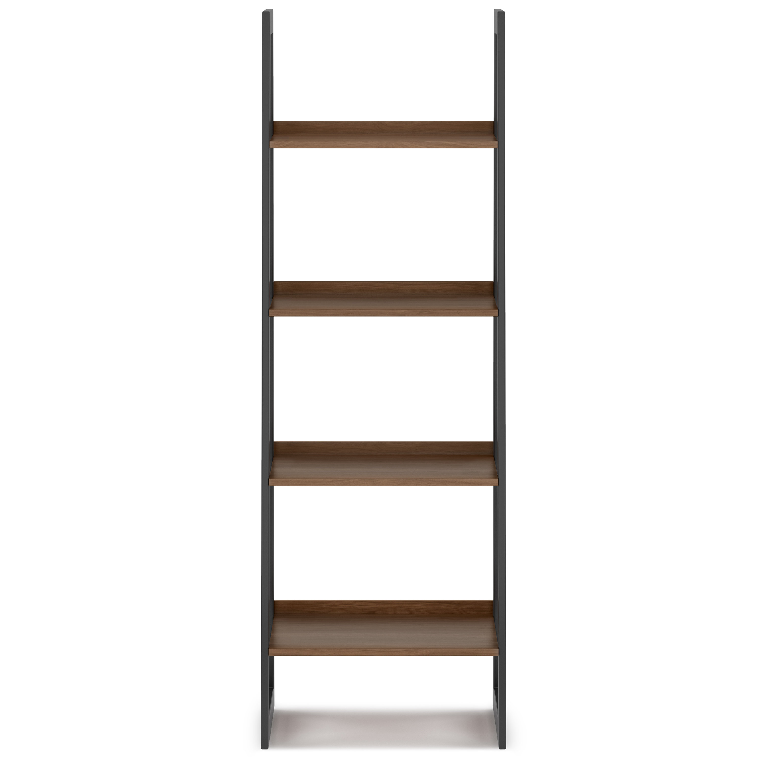 Modern Solid Wood 5-Tier Shelf Ladder Bookcase in Walnut