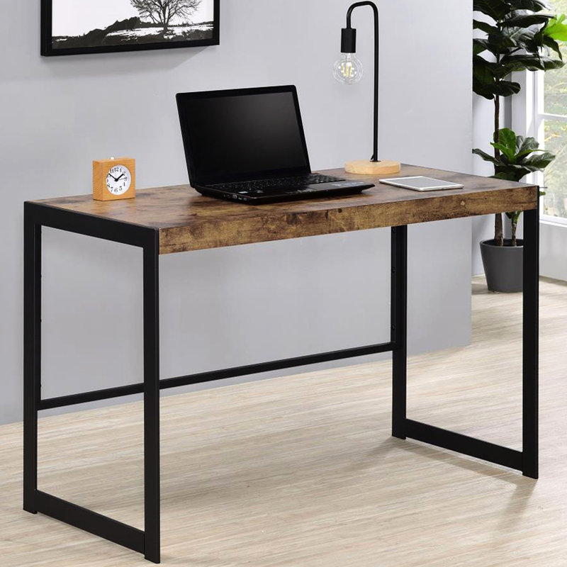Bureau d'écriture antique en muscade avec support en bronze industriel moderne et élégant, pratique pour la maison