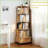 Bookshelf, 5 Tier 360° Rotating Round with Wheels &amp; Drawer, Small Space | Modern | MDF-1043141115