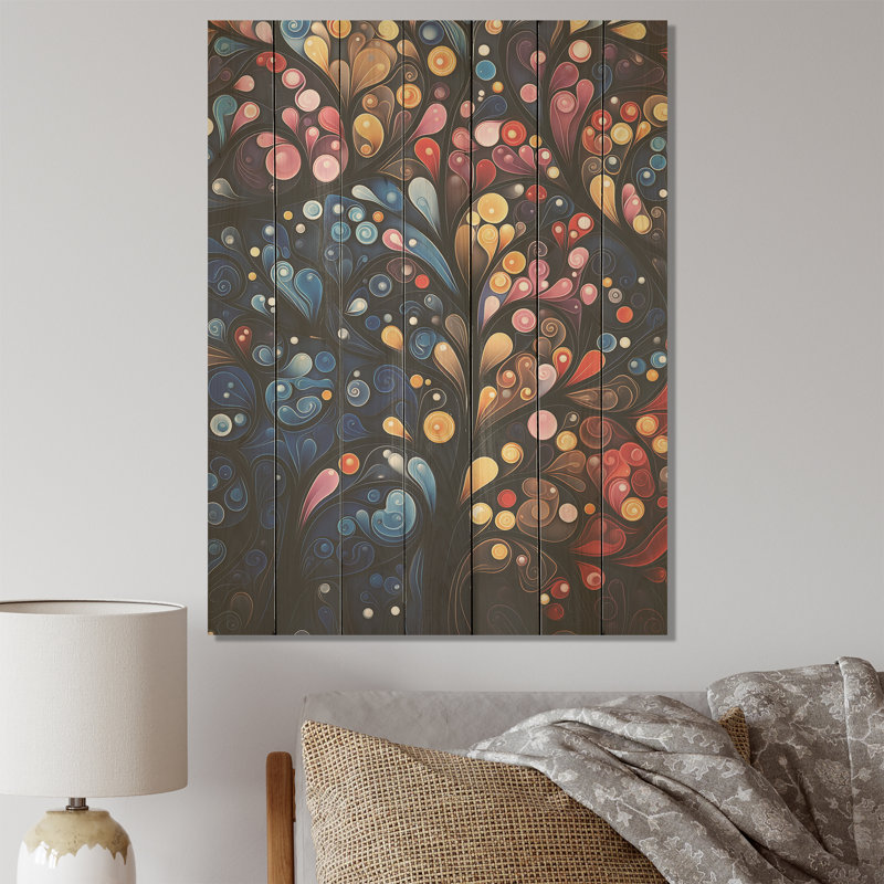 Arbre de fantaisie floral rose et bleu I - arbre africain sur bois, H 40 po x l 30 po