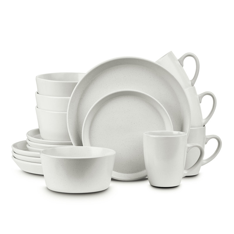 Stone Lain Albie 16-Piece Dinnerware Set Stoneware, Snow White