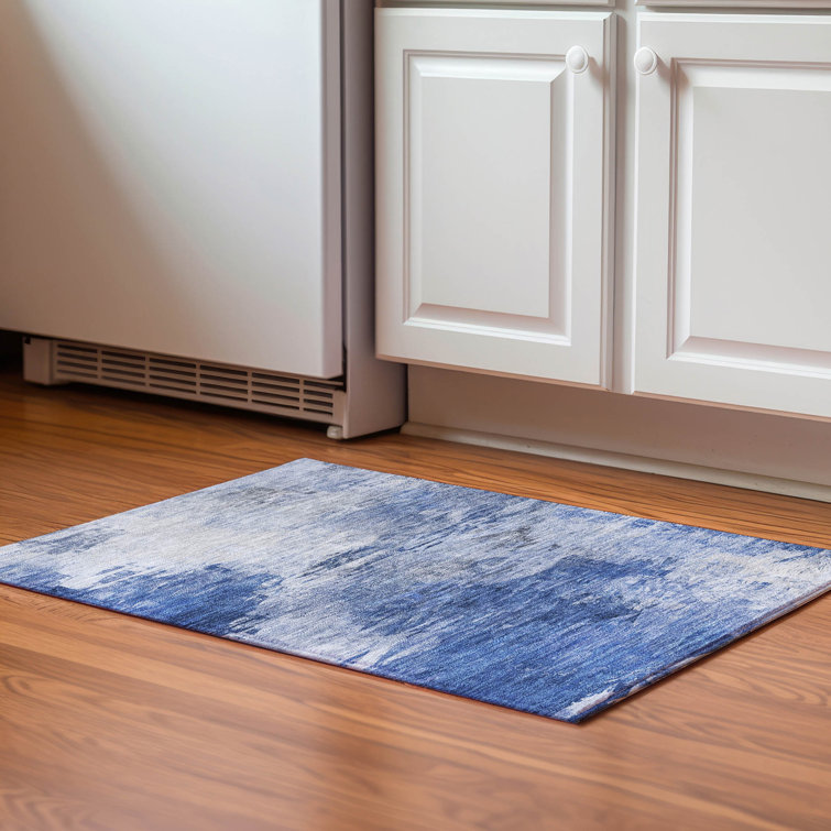 Tapis bleu 8 pi x 10 pi lavable à la machine Premium Cerrito AMF595