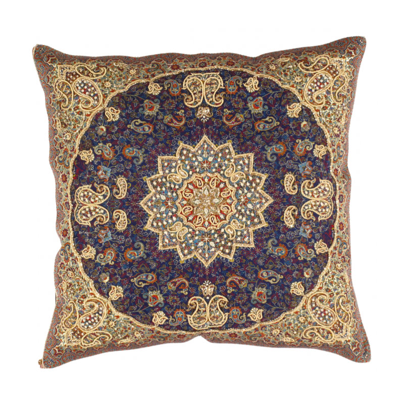 Coussin en velours réversible, Motif floral bleu clair, H 29 po x l 29 po