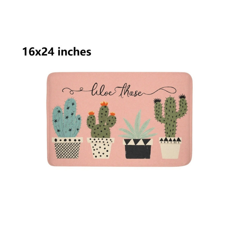 Tapis pour salle de bain à motif de cactus, 16 x 24