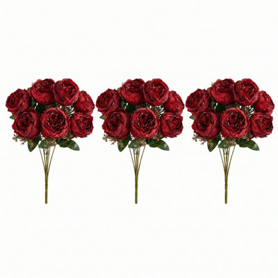 3 paquets de pivoines fleurs artificielles, bouquet de fausses pivoines, fausses fleurs pour vase, arrangements floraux en soie pour centre de table, décoration de mariage, décoration intérieure