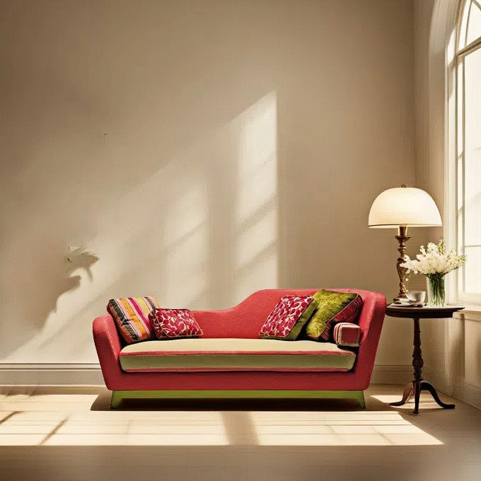 Fashion casual creative elegant lazy chaise lounge, Yellow, Right Hand Facing, Yellow/Watermelon Red