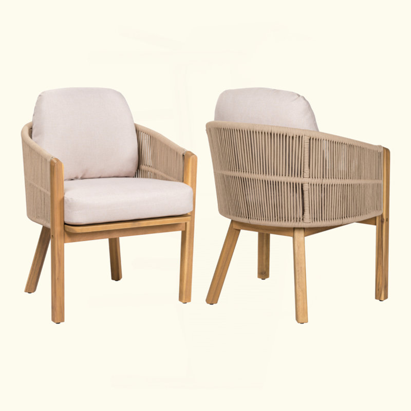 Chaise de salle à manger d'extérieur avec accoudoirs (ensemble de 2)