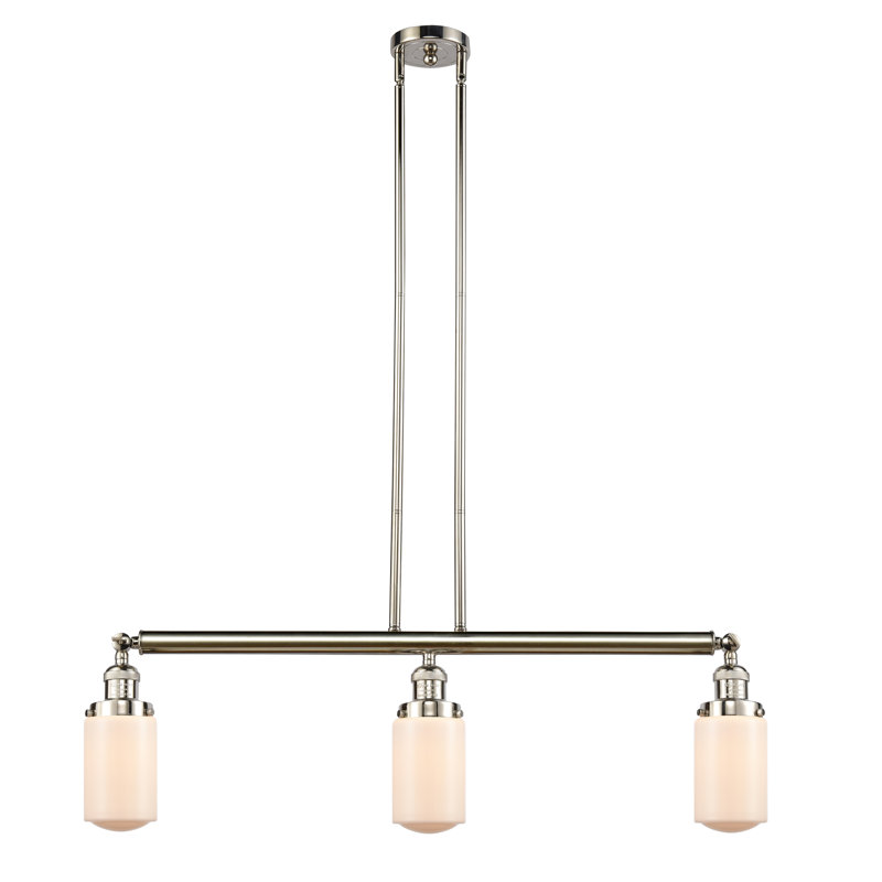 Luminaire suspendu linéaire à 3 lumières pour îlot de cuisine Lemoine, Nickel poli, Blanc mat, Ampoule non incluse
