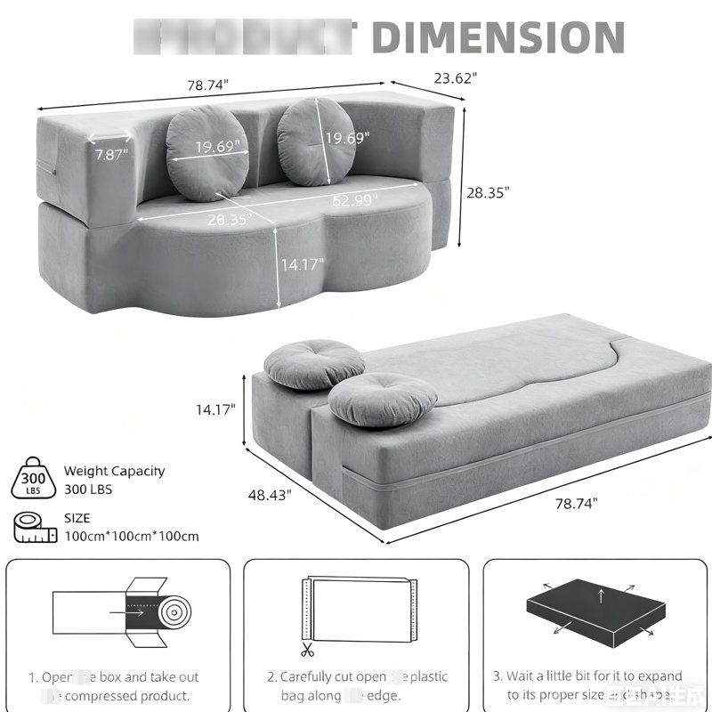 Lit simple avec coussin, compressible, jaune, pour appartement - facile à ranger, coussin de siège souple, salon pliant jaune, siège mi-ferme multifonctionnel et confortable, dossier