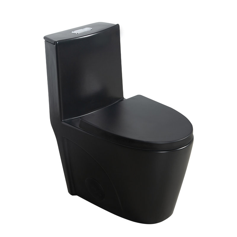 Toilette allongée à double chasse à économie d'eau, hauteur confortable, siège à fermeture en douceur, noir mat, 1,1 / 1,60 GPF