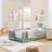 Cyan Twin Upholstered Kids Bed Frame with Rabbit Ear Headboard, Safety Rail and Pocket-2105365067