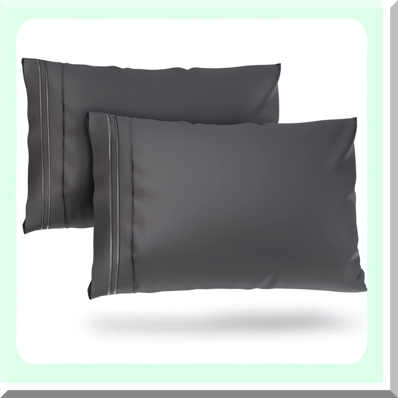 Luxury Silky Soft Pillowcase Set - Gentle Grey Bedroom Essentials - Smooth Hotel Quality Standard Pillowcases - Everyday 1500 Series, Set of 2
