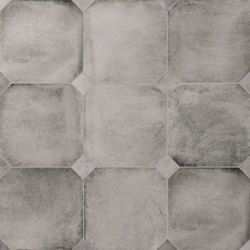 Laverton Octagon W/Taco 7-7/8 In. X 7-7/8 In. Porcelain Floor And Wall Tile, Gray