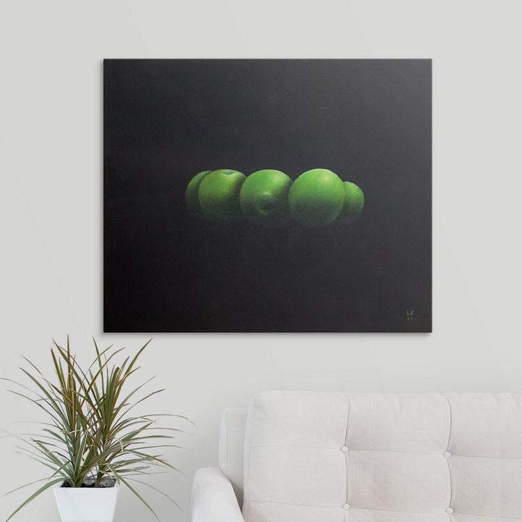 «Redekar Five Green Apples» par Lincoln Seligman, reproduction d'art, H 20 po x l 24 po x P 1,5 po, Toile