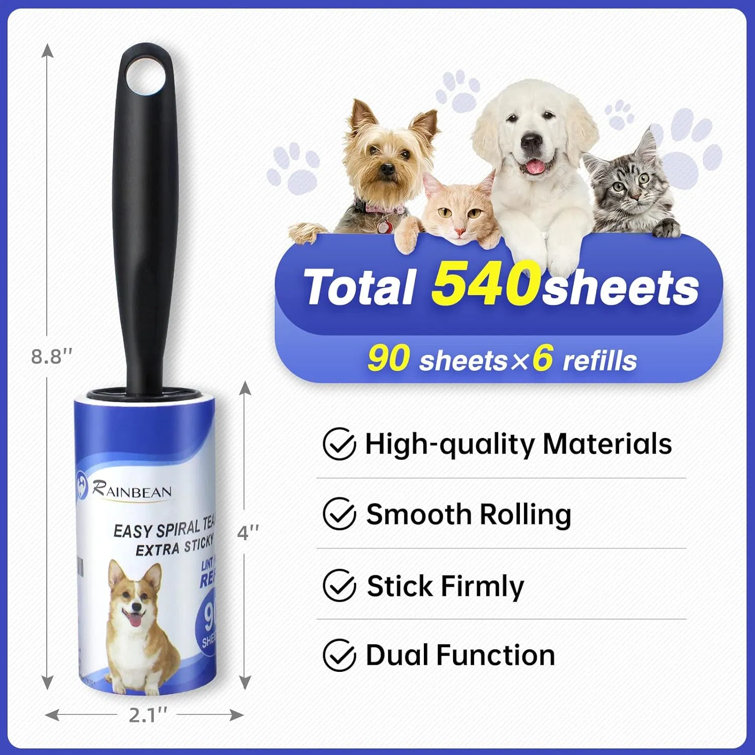 Lint Roller Value Pack, Total, Works Great On Pet Hair, Extra Sticky Lint  Roller For Clothes, Lint Remover For Pet Hair Removal, Dog Cat Furniture Lint  Brush, 2 Handles With 8 Rollers