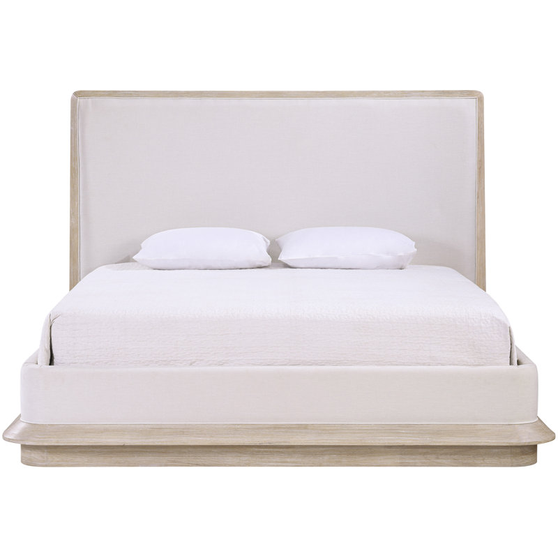 Lit tapissier en tissu Yulia, Naturel, Grand lit