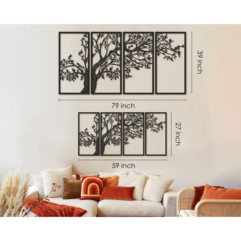 Seasons' Vibes Metal Wall Art Set 4 Piece - Tree of Life, Summer, 39" H x 79" W x 1" D