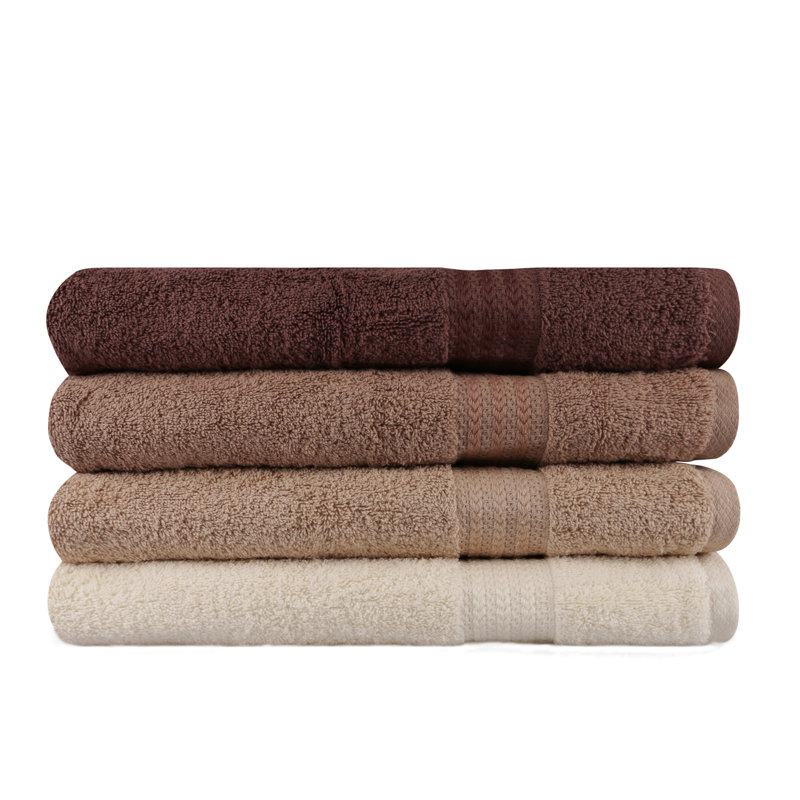 Mayur 4 Pieces Bath Towel Same-Size Bale, Cream/Beige/Brown