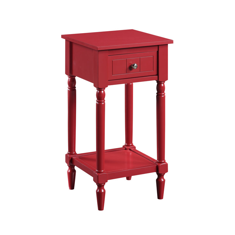 Mayall End Table With Drawer and Solid Wood Legs, Cranberry Red