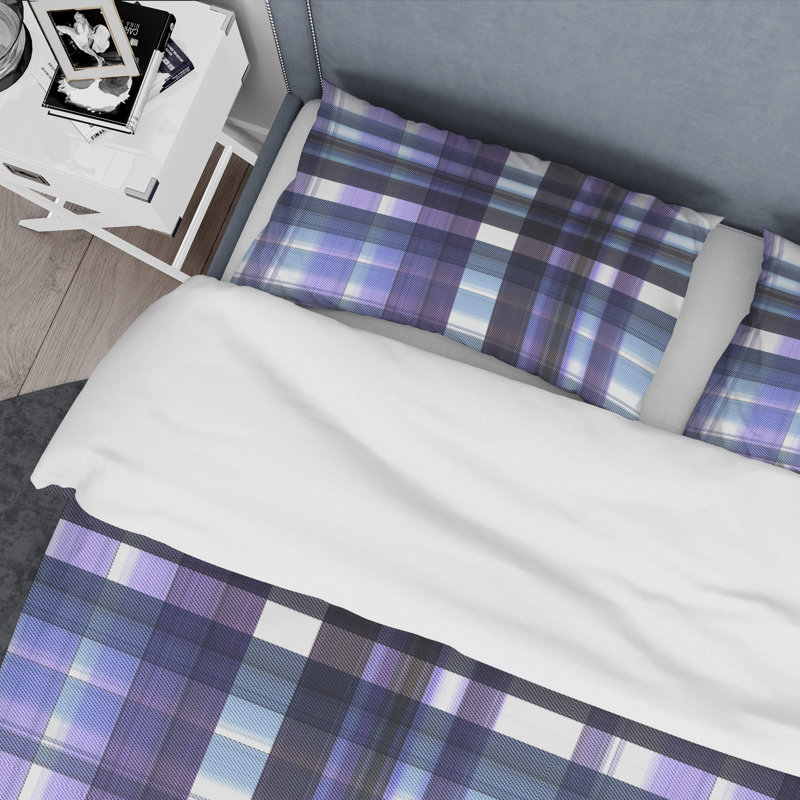 Ensemble de housse de couette en microfibre mauve / blanc 3 pièces, Housse de couette pour très grand lit et 2 très