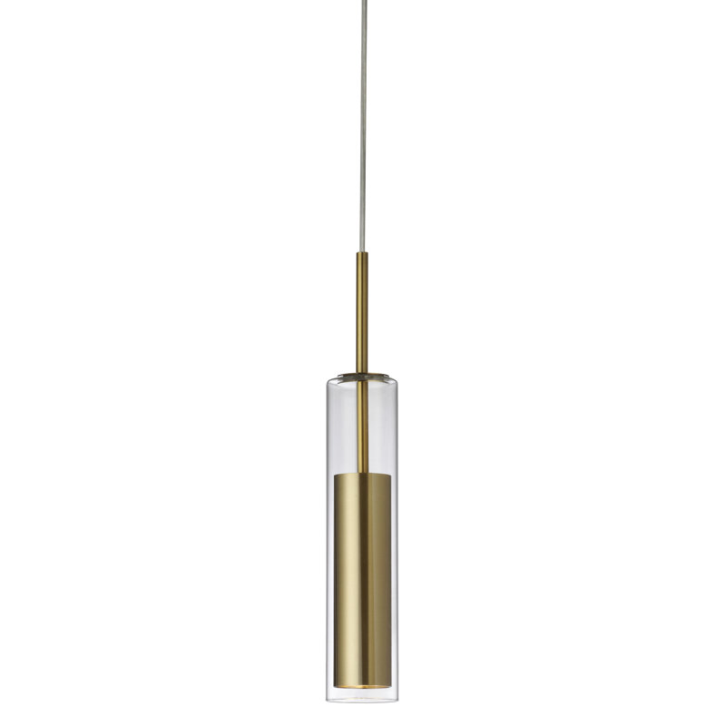 Luminaire suspendu cylindrique à DEL Luna, Aged Brass