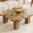 Square Coffee Table with Tempered Glass Table Top