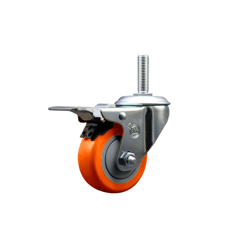Poly roue pivotante 3/4 pouces fileté tige totale frein de verrouillage