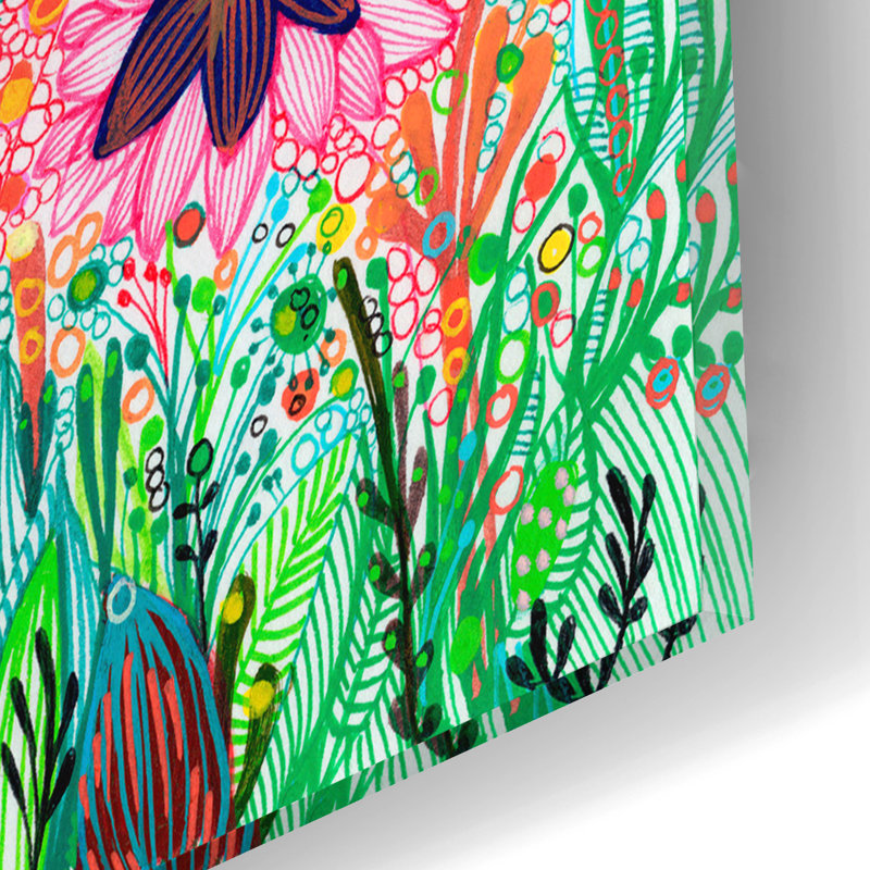 «Garden Party» par Noemi Ibarz, art mural en verre acrylique, H 12 po x l 16 po x P 0,13 po