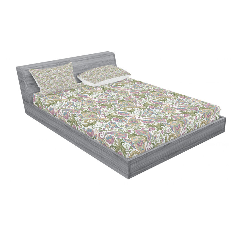 Microfiber Paisley Sheet Set, Full Sheet Set with Fitted Sheet