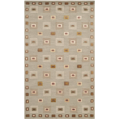 Kneiske Hand-Knotted Wool Green Area Rug