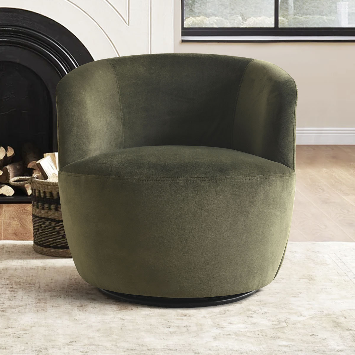 Ebern Designs Graclynn 27.5'' Wide Velvet Swivel Barrel Chair & Reviews ...