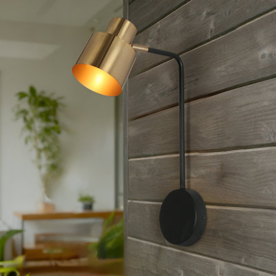 Lakeeta 1 - Light Dimmable Modern Black/Brass Armed Sconce