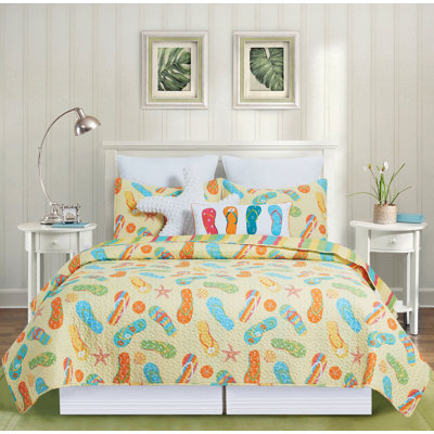 Ensemble de courtepointe réversible en coton Sunny Splash