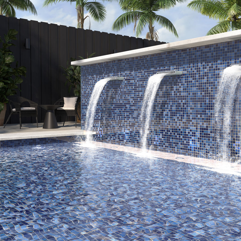 Afloat™ 13" x 13" Porcelain Mosaic Sheet, Cobalt