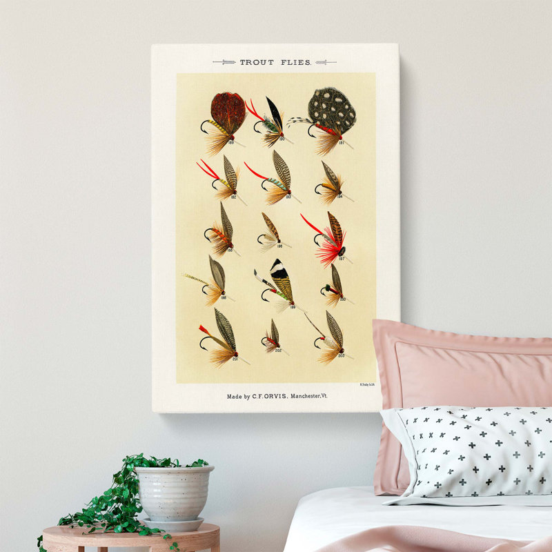 Trout Fishing Flies Version 5 by Mary Orvis Marbury - Wrapped Canvas, 91cm H x 60cm W x 3cm D