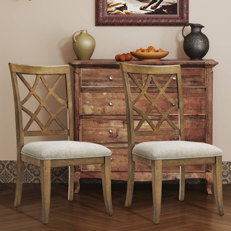 Chaise d'appoint rembourrée en bois massif (ensemble de 2), Bois de chêne