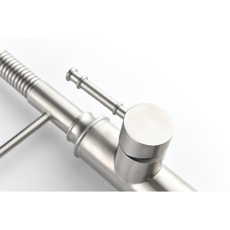 Robinets de cuisine rétractables à un levier, acier inoxydable, nickel brossé, matériaux pour une durabilité facile à installer
