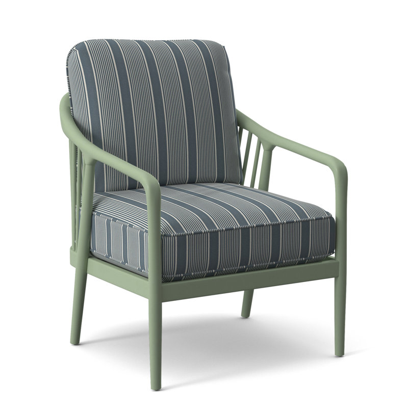 Fauteuil l 23 po Guinevere, Céleri, Rayures vert et bleu; 0252-54