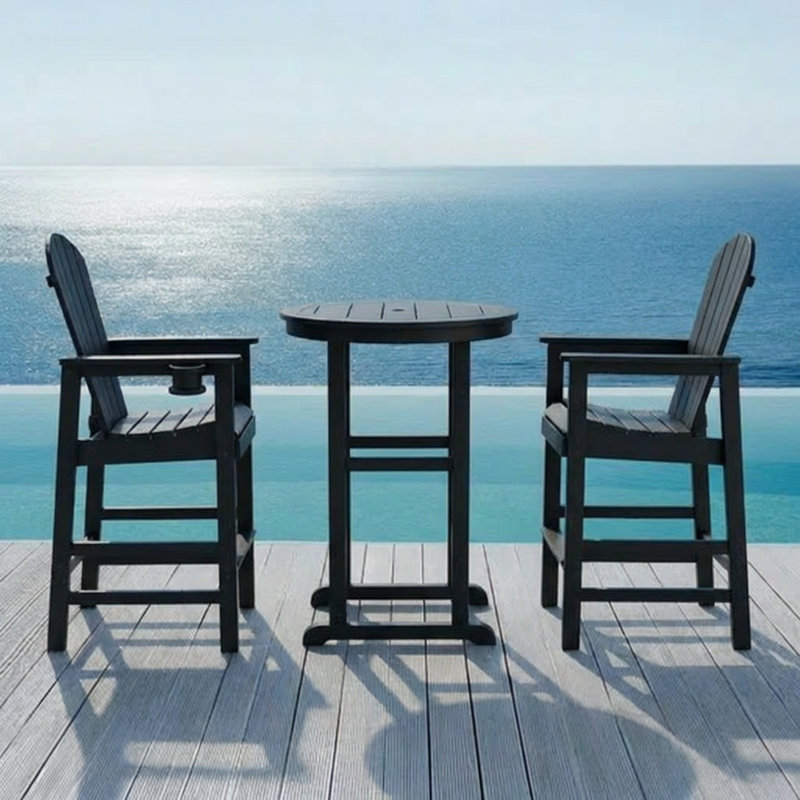 Ensembles de bar de patio 3 pièces Hdpe peu encombrants, style moderne pour balcon et terrasse