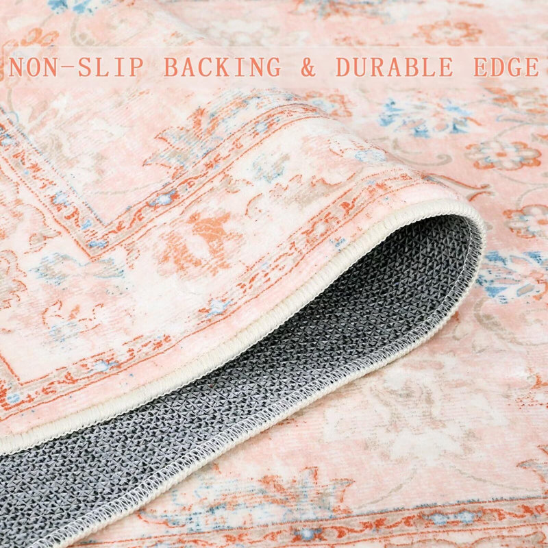 Tapis vintage lavable pour tapis, Rectangle 9 pi x 12 pi