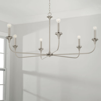 Capital Lighting 6 - Light Candle Style Classic Chandelier In Brushed Nickel