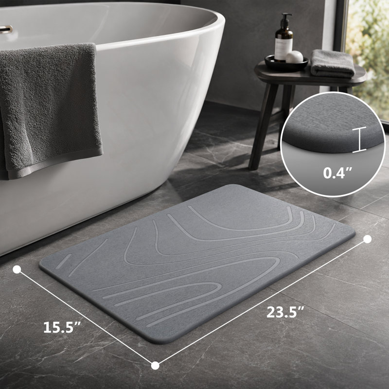 Tapis pour salle de bain Stone, Wavy Grey