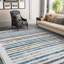 Tapis à rayures antidérapant coloré et moderne lavable à la machine en bleu / brun / jaune / crème pour le salon, la chambre à coucher, les tapis d'intérieur de couloir-1141769850