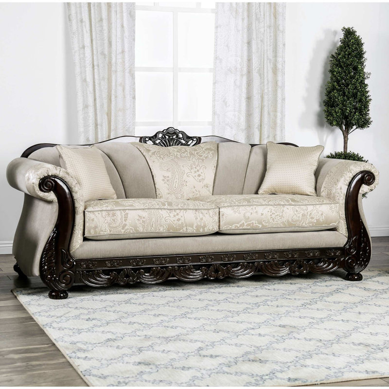 Akyla Chenille Rolled Arm Sofa, Ivory, 40" H x 93" W x 36" D