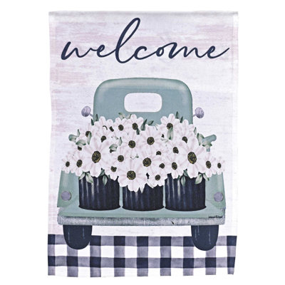 Flag Welcome Truck With Flowers 13x18
