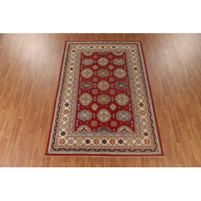 Geometric Red Kazak Oriental Area Rug 7x10