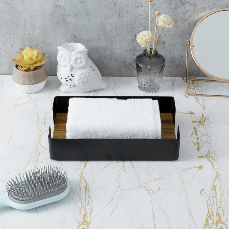 Metal and Solid Wood Flat Napkin Holder