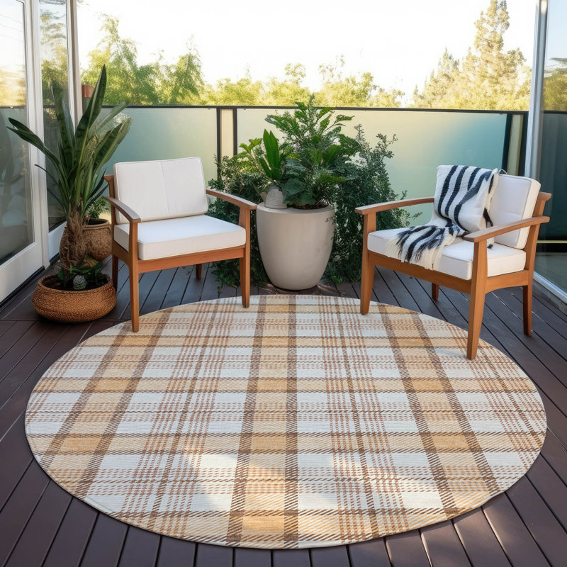 Tapis intérieur / extérieur lavable à la machine Chayden ACN1052, Rond 8 pi